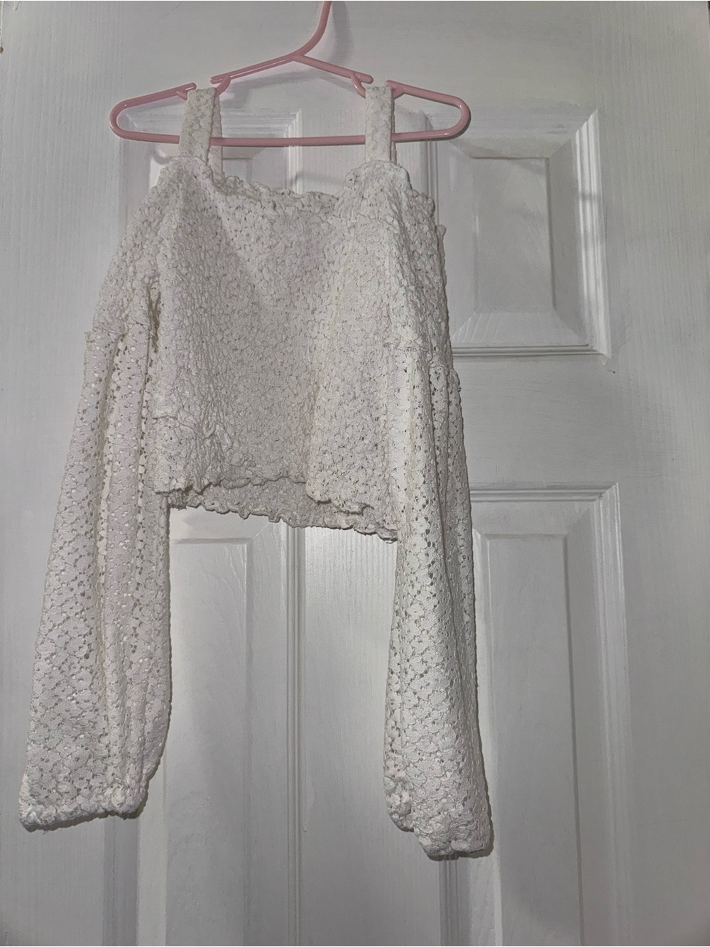 Zara Girls White Crochet Lace Cold Shoulder Top Size 11/12 148 cm